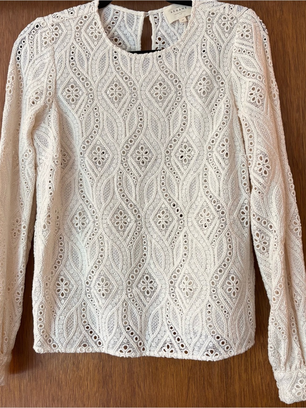 Sezane Lace Long-Sleeve Top